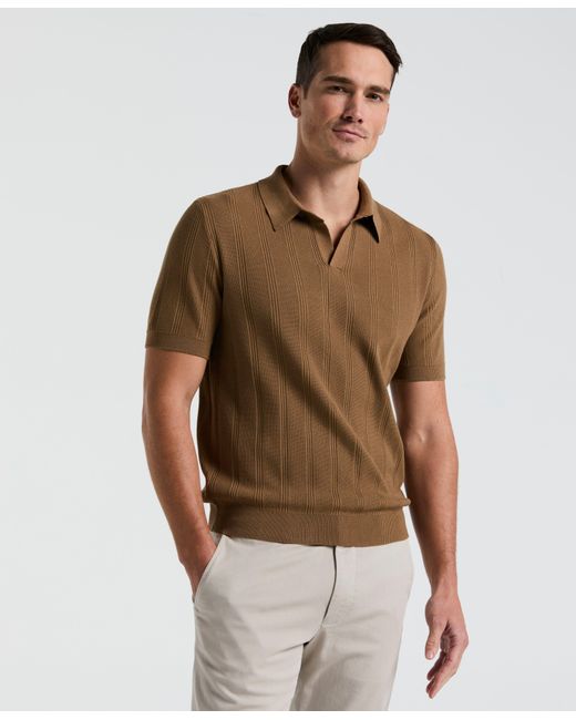 Perry Ellis Brown Mesh Stripe Sweater Polo for men