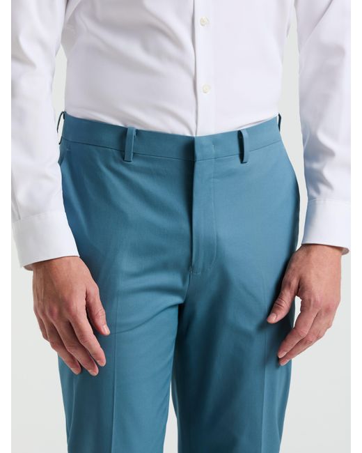 Perry Ellis Blue Slim Fit Solid Cotton Blend Suit Pants for men