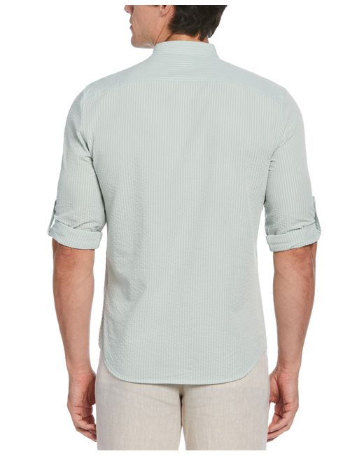 Perry Ellis Gray Untucked Total Stretch Slim Fit Seersucker Shirt for men