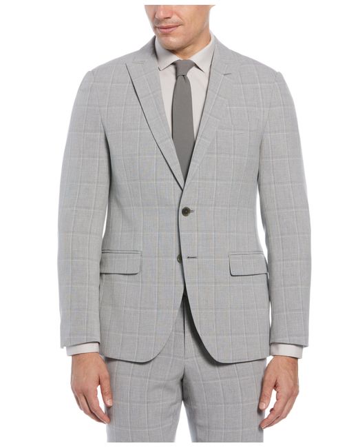 Perry Ellis Gray Slim Fit Windowpane Suit Jacket for men