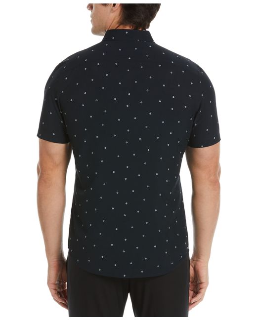 Perry Ellis Black Total Stretch Slim Fit Polka Dot Print Shirt for men