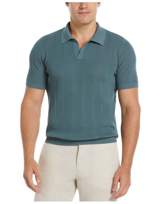 Perry Ellis Blue Mesh Stripe Polo Sweater for men
