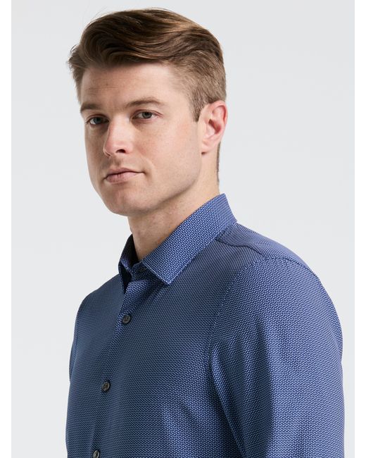 Perry Ellis Blue Slim Fit Float Pattern Shirt for men