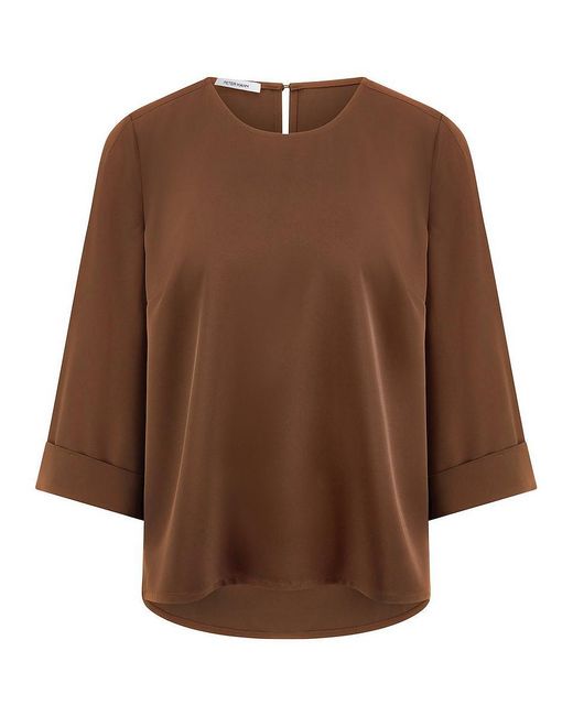 Peter Hahn Brown Bluse Rundhals-Ausschnitt
