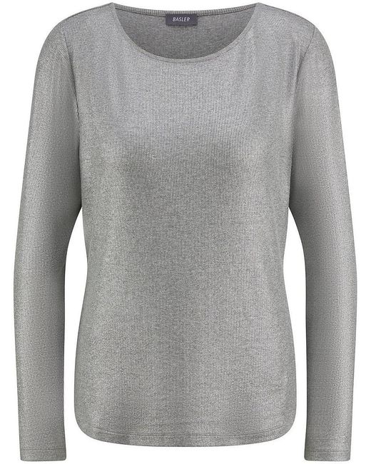 Basler Gray Rippenshirt U-Boot-Ausschnitt