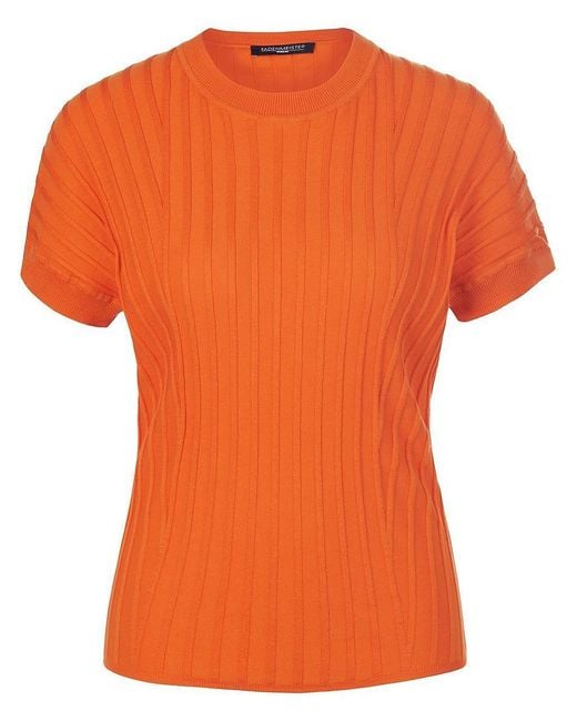 Fadenmeister Berlin Orange Rundhals-pullover mit 1/2-arm, , gr. 36, baumwolle