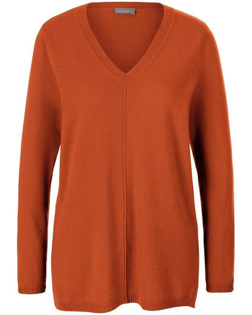 include Trui 100% Kasjmier V-Hals Van in het Orange