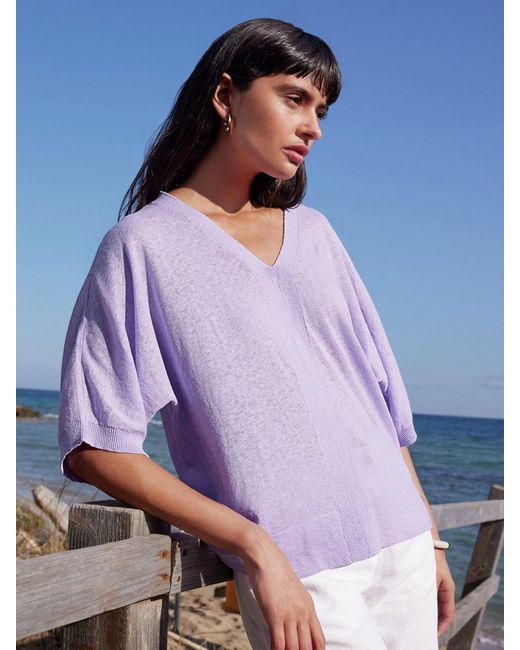 Peter Hahn Purple V-Pullover Im Oversized-Style