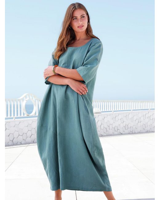 Emilia Lay Green Kleid mit 3/4-arm, , gr. 40, leinen