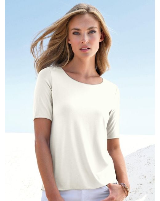 Peter Hahn White Rundhals-shirt mit langem 1/2-arm, , gr. 38, viskose
