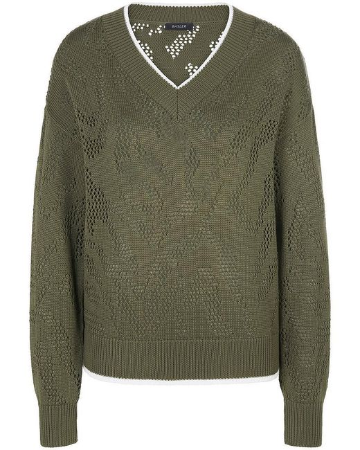 Basler Green Legerer V-Pullover, Gr. S