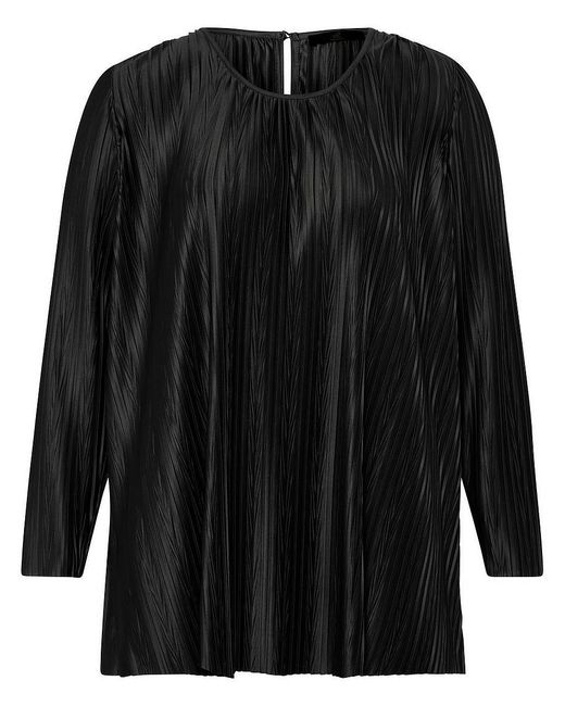 Emilia Lay Black Plissee-Bluse Rundhals-­Ausschnitt