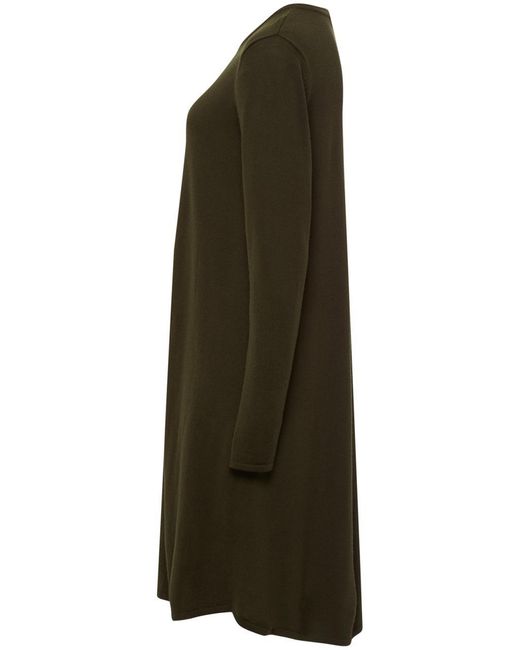 Peter Hahn Green Strickkleid Rundhals-Ausschnitt