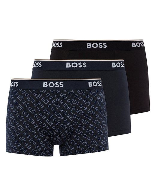 Boss Unterhose trunk 3p power desig im 3er-pack in Blue für Herren