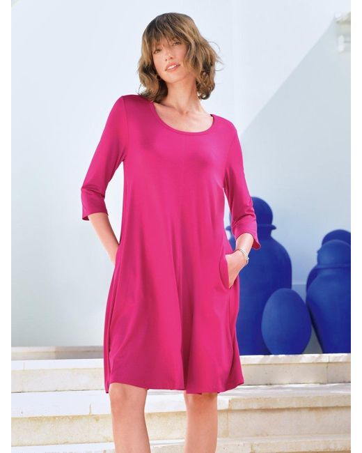 efixelle Pink Jersey-kleid mit 3/4-arm, , gr. 40, viskose