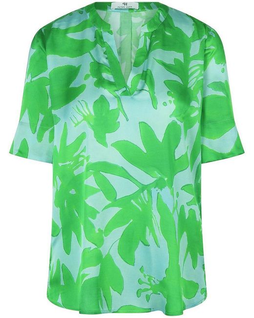 Peter Hahn Green Long-Bluse V-Öffnung
