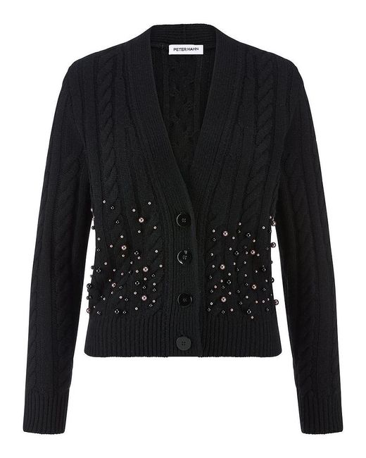 Peter Hahn Black Strickjacke Aus Schurwolle Und Kaschmir