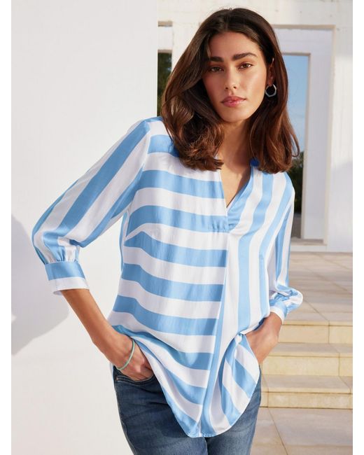 Peter Hahn Blue Bluse V-Ausschnitt