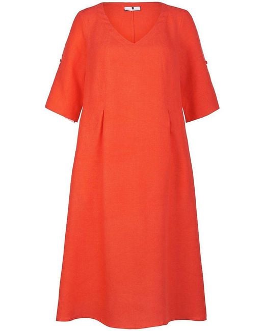 Anna Aura Red Kleid mit 3/4-arm aus 100% leinen, , gr. 40, leinen