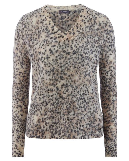 Basler Gray V-Alpaka-Pullover
