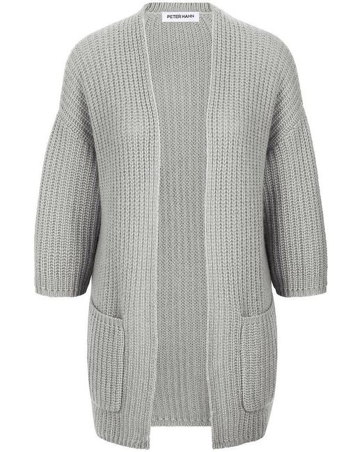 Peter Hahn Gray Strickjacke 3/4-Arm Aus Schurwolle Und Kaschmi