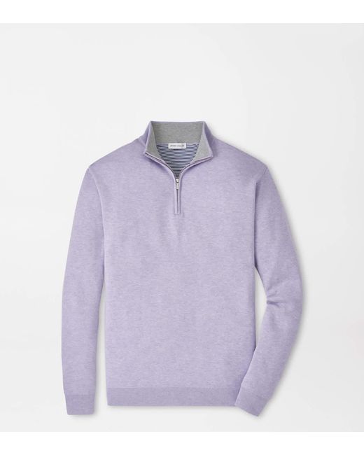 Peter Millar Purple Coolspun Lite Cotton Quarter-Zip Jumper for men