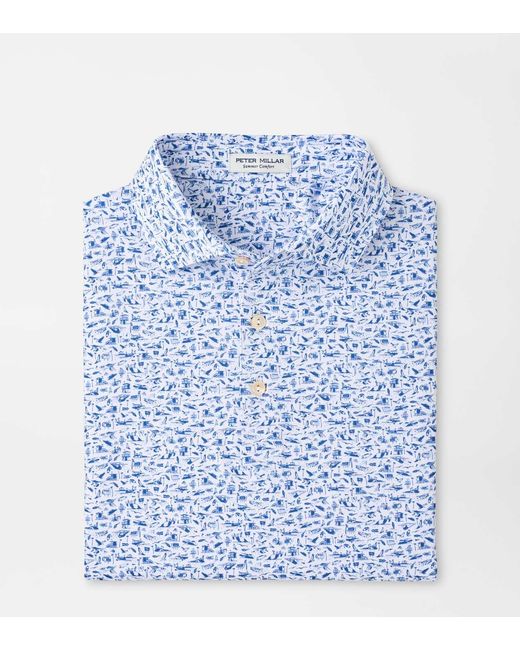 Peter Millar Blue Coastline Performance Jersey Polo for men