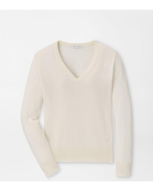 Peter Millar White Mirage V-Neck Jumper