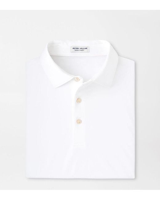 Peter Millar White Solid Performance Jersey Polo for men