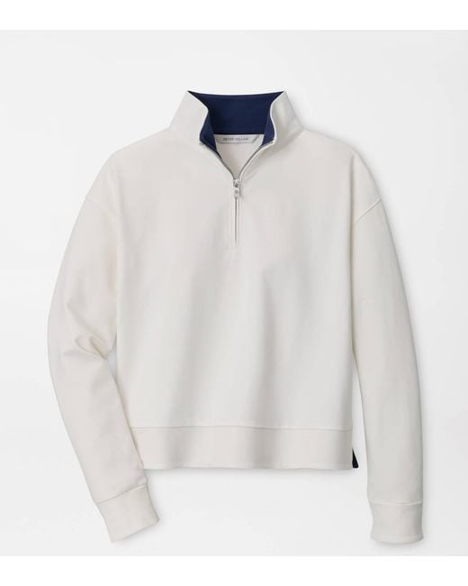 Peter Millar White Coolspun Lite Cotton Quarter-Zip Pullover