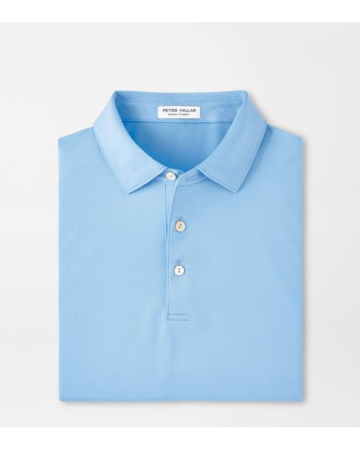 Peter Millar Blue Solid Performance Jersey Polo for men