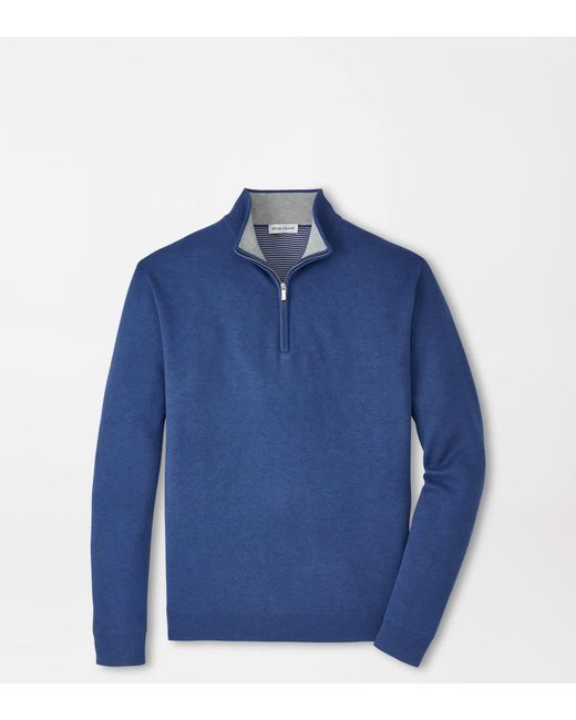 Peter Millar Blue Coolspun Lite Cotton Quarter-Zip Jumper for men