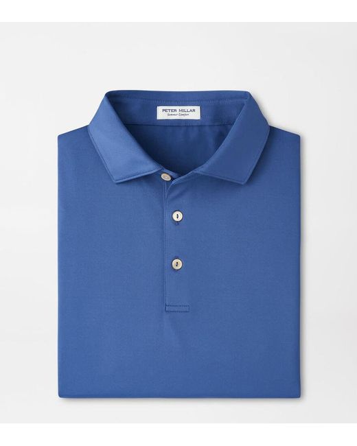 Peter Millar Blue Solid Performance Jersey Polo for men