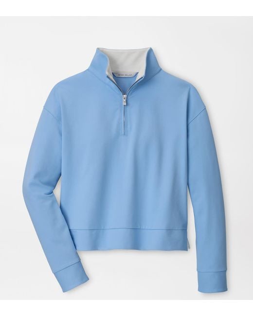 Peter Millar Blue Coolspun Lite Cotton Quarter-Zip Pullover