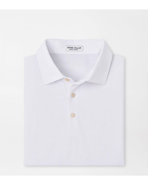 Peter Millar White Solid Performance Mesh Polo for men