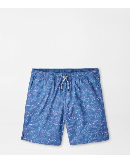 Peter Millar Blue Rainforest Swim Trunk for men