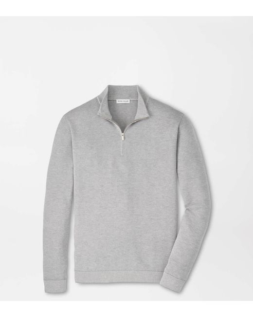 Peter Millar Gray Coolspun Lite Birdseye Quarter Zip Jumper for men