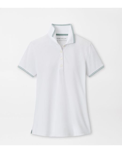 Peter Millar White Canterbury Tipped Sport Mesh Short Sleeve Polo