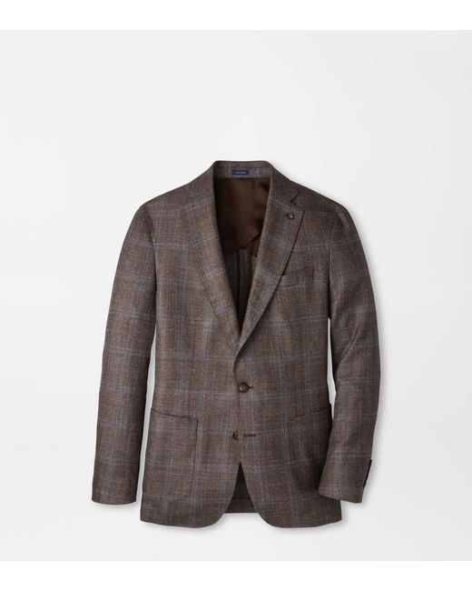 Peter Millar Brown Arden Windowpane Blazer for men