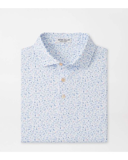 Peter Millar Blue Nice Shot Performance Jersey Polo for men