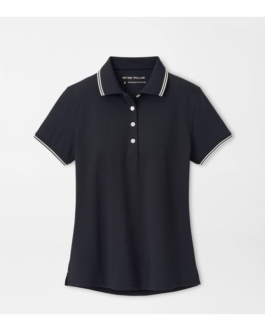Peter Millar Blue Canterbury Tipped Sport Mesh Short-Sleeve Polo
