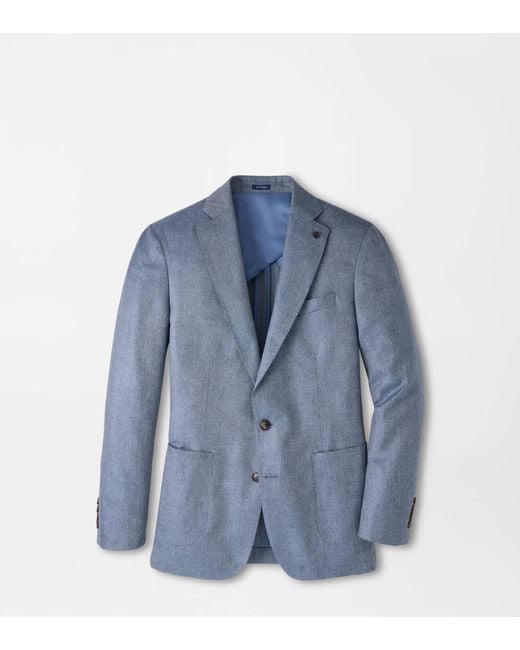 Peter Millar Blue Cypress Herringbone Blazer for men
