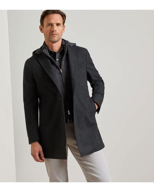 Peter Millar Black Oxford City Coat for men