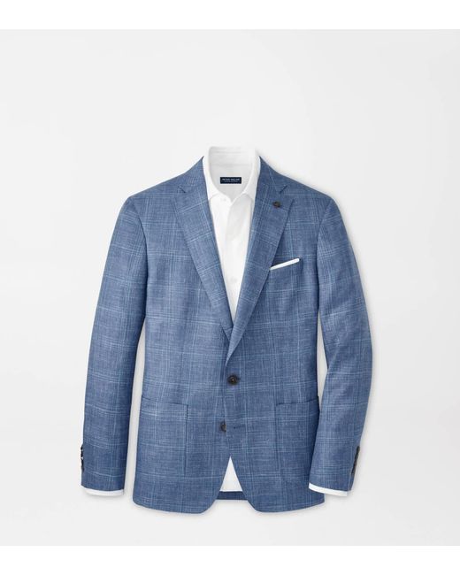 Peter Millar Blue Reynolds Plaid Blazer for men