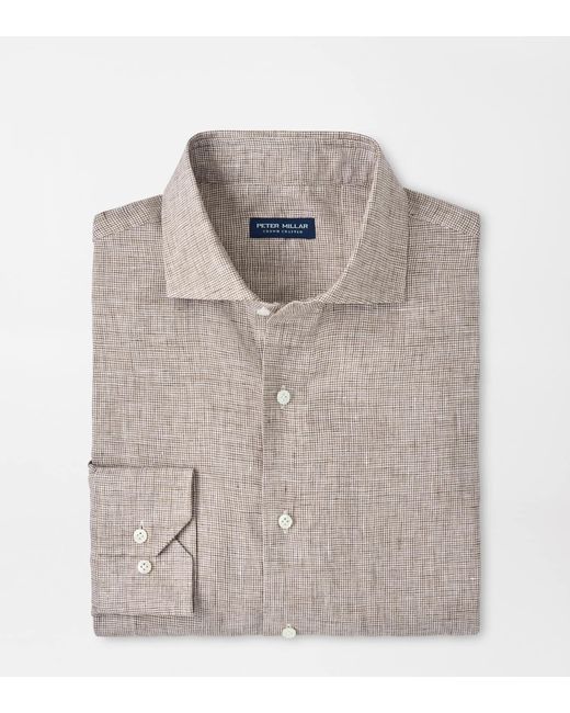 Peter Millar Gray Astino Lino Check Shirt for men