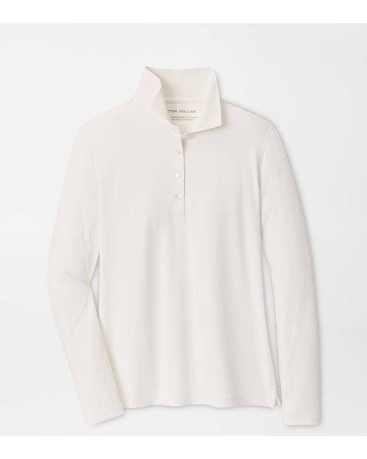 Peter Millar White Keswick Long-Sleeve Button Polo