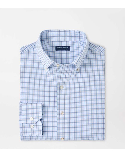 Peter Millar Blue Canal Performance Poplin Shirt for men