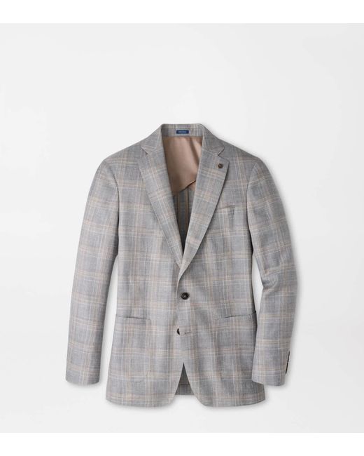 Peter Millar Gray Denby Plaid Blazer for men