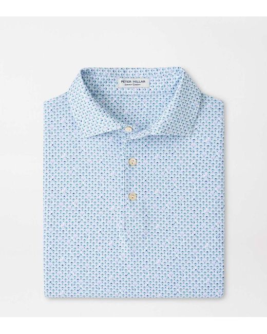 Peter Millar Blue Flock Performance Jersey Polo for men