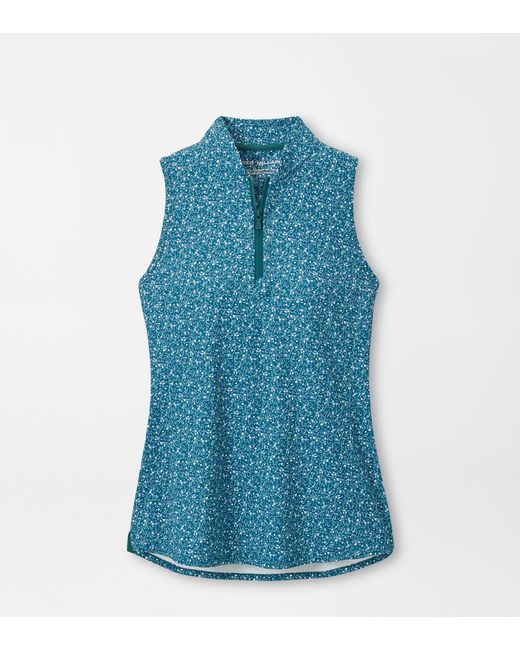 Peter Millar Blue Shirley Garden Soirée Sleeveless Zip Polo
